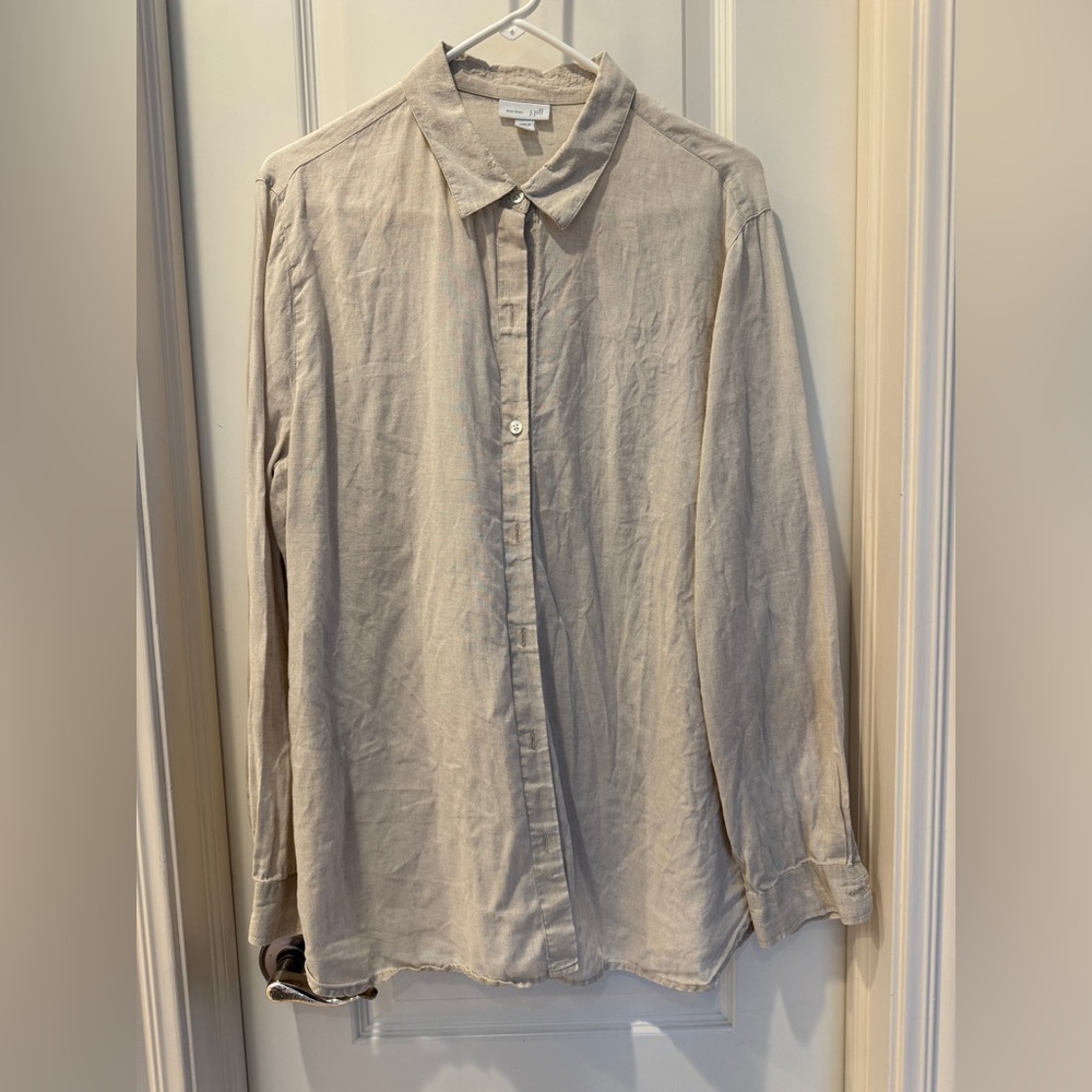 J. Jill Love Linen Women's Light Tan Linen Blouse
